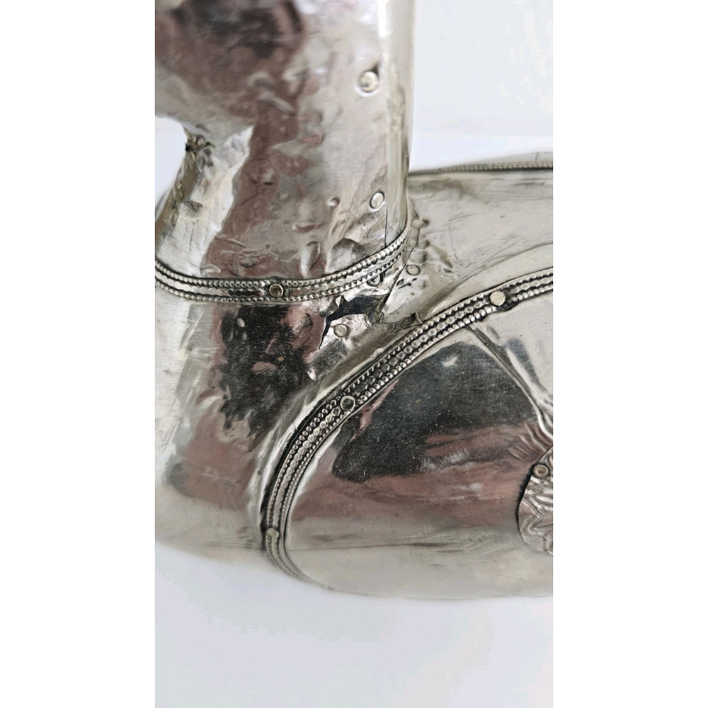 Vintage Silver Metal Over Wood Duck Decoy Figurine Folk Art Decorative Bird - Picture 10 of 16